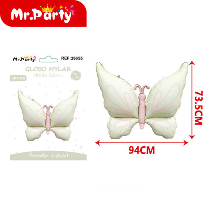 🦋 Globo Mylar Mariposa Gigante Mr. Party – Colores Pastel y Monarca
