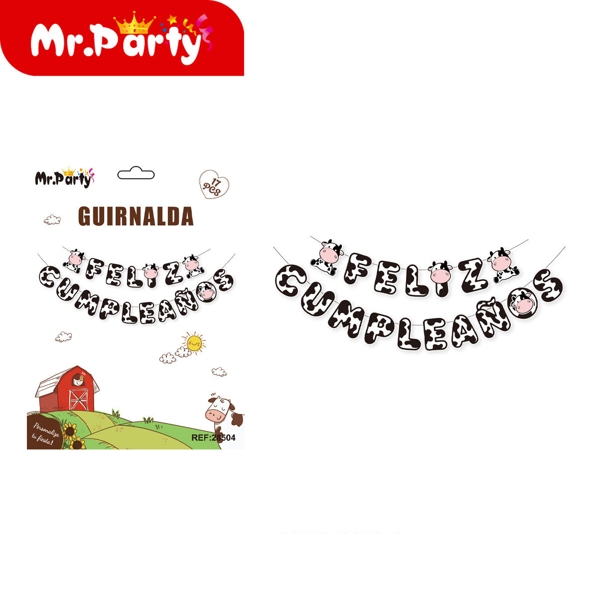 🎉 Guirnalda Feliz Cumpleaños temática en presentación surtida para decoración de fiesta y cumpleaños
