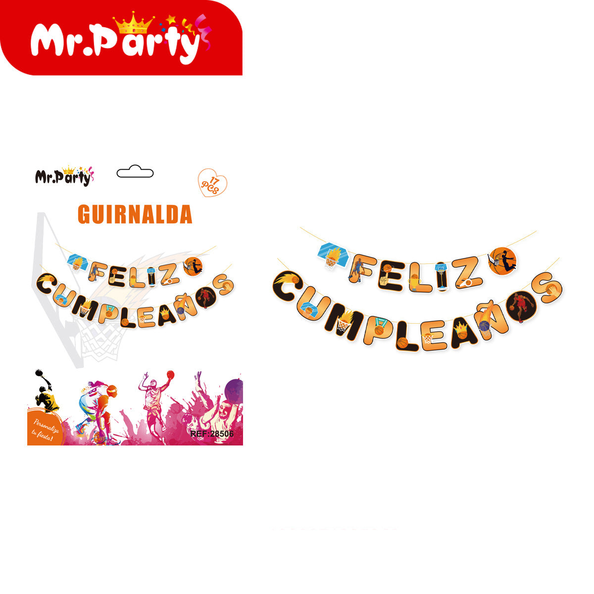 🎉 Guirnalda Feliz Cumpleaños temática en presentación surtida para decoración de fiesta y cumpleaños-Mayoreo 12 pzas