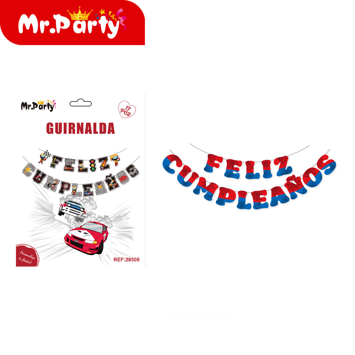 🎉 Guirnalda Feliz Cumpleaños temática en presentación surtida para decoración de fiesta y cumpleaños