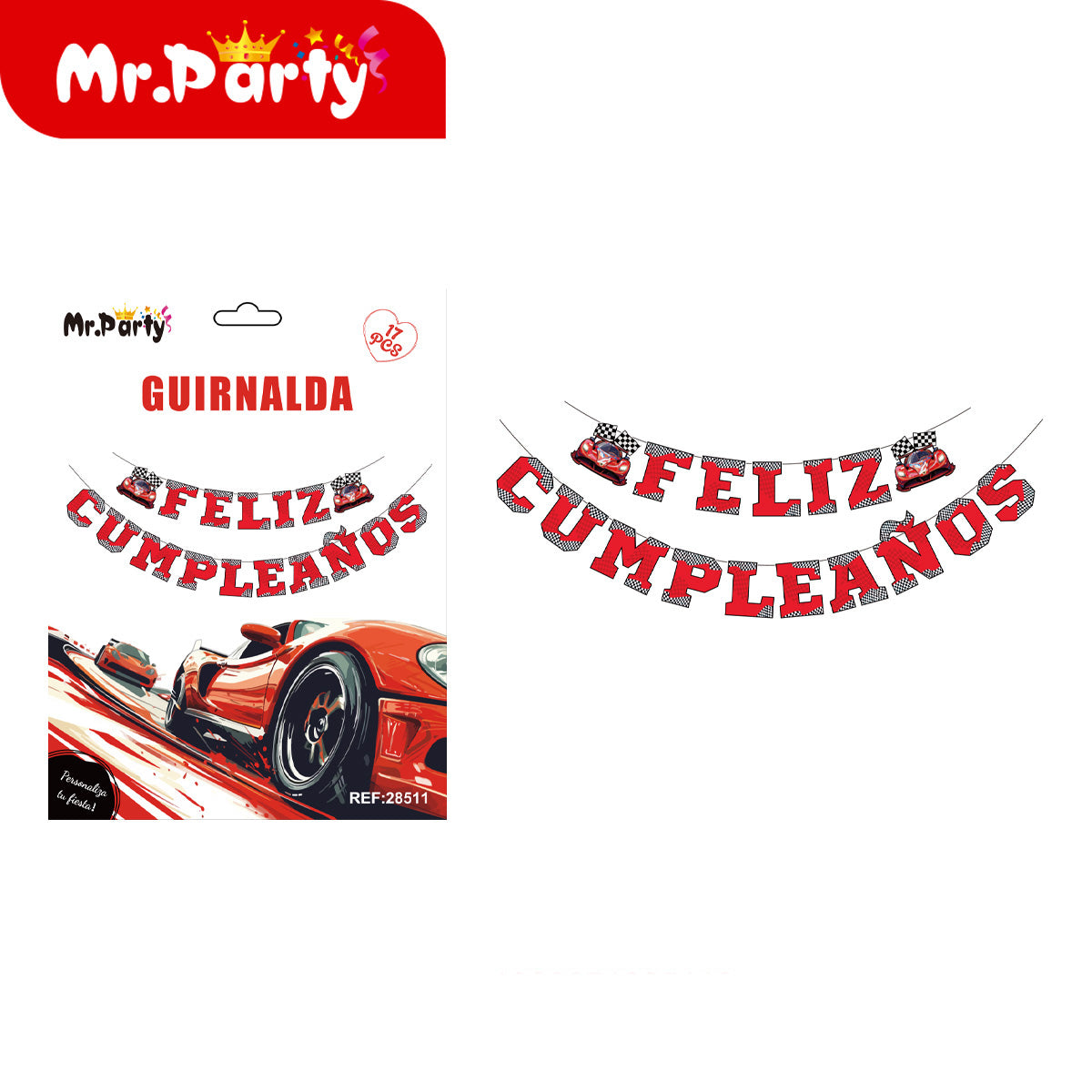 🎉 Guirnalda Feliz Cumpleaños temática en presentación surtida para decoración de fiesta y cumpleaños