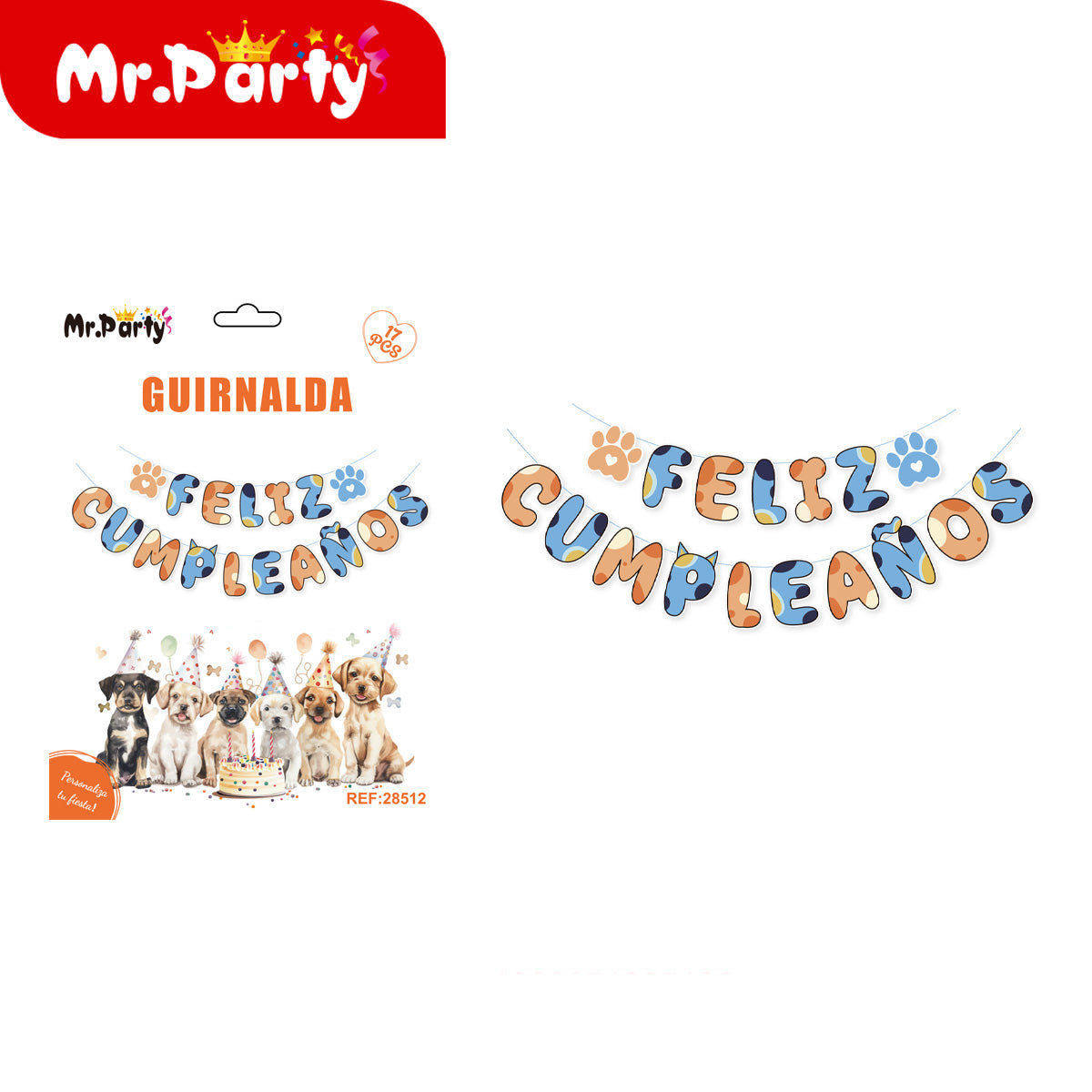🎉 Guirnalda Feliz Cumpleaños temática en presentación surtida para decoración de fiesta y cumpleaños