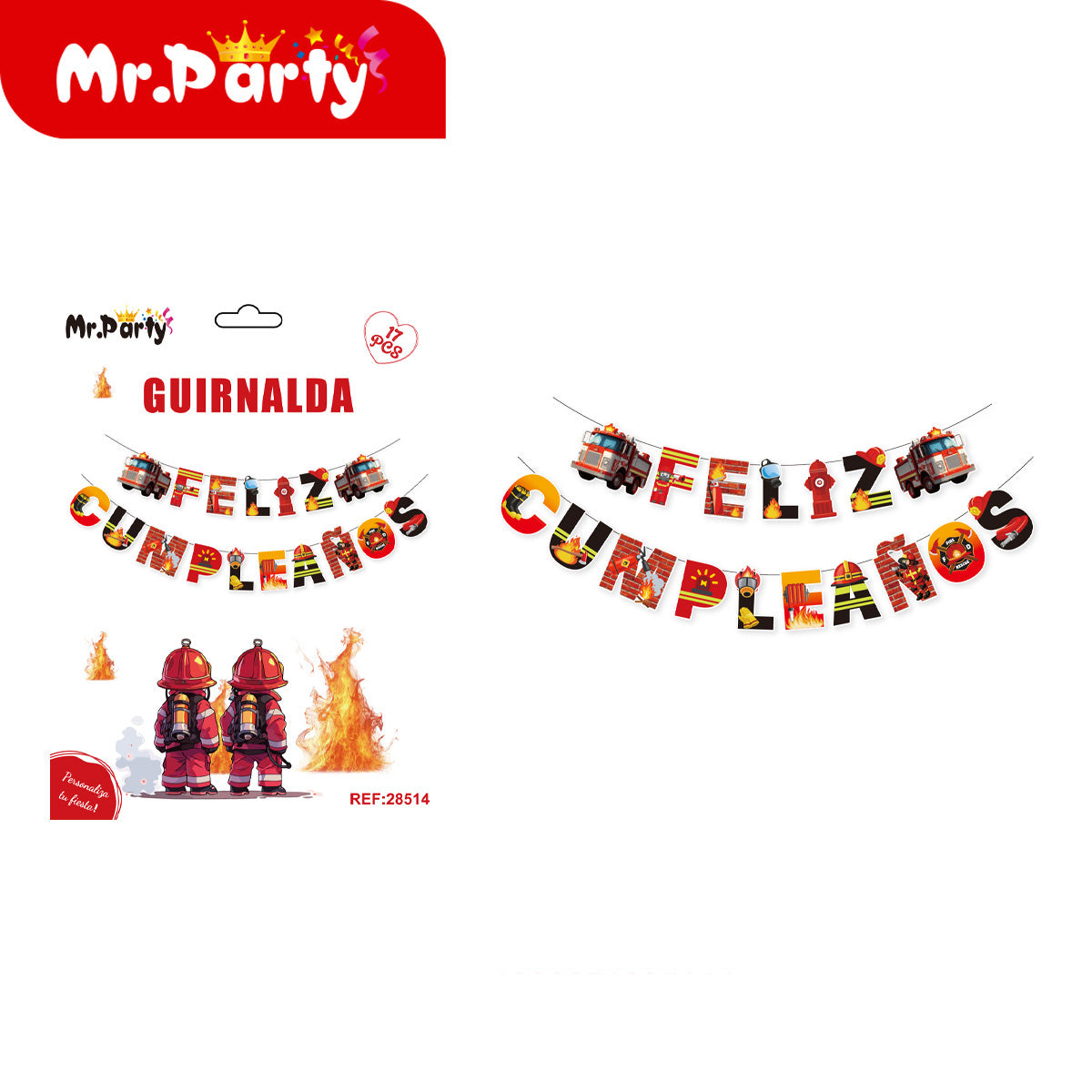 🎉 Guirnalda Feliz Cumpleaños temática en presentación surtida para decoración de fiesta y cumpleaños
