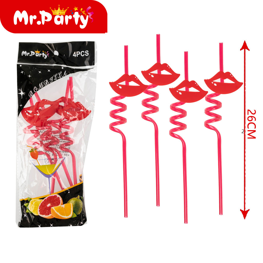 4 pajitas con forma de labio (12paquetes)