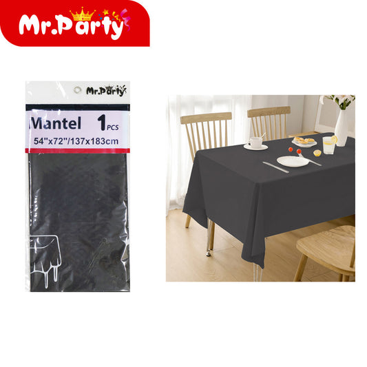 Mantel de pe negro de color solido 137 x 183 cm (12paquetes)