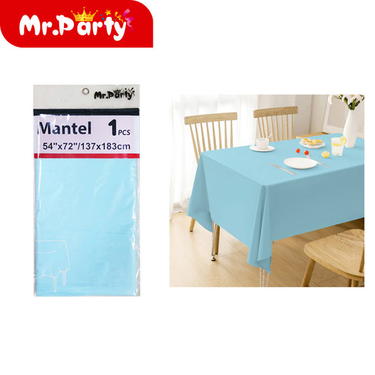 Mantel liso de polietileno azul claro 137 x 183 cm (12paquetes)