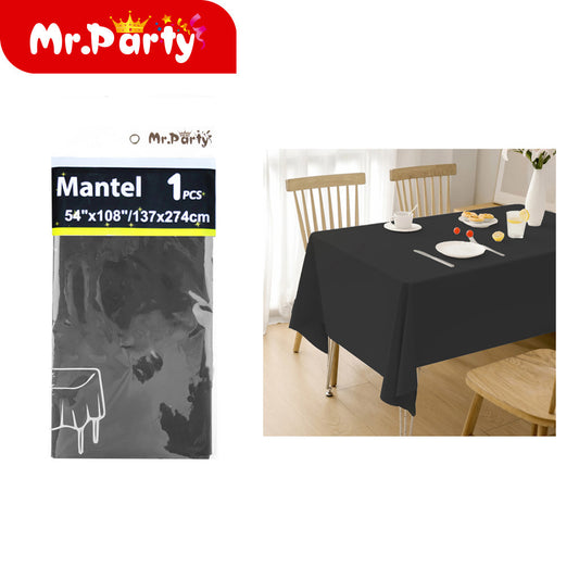 Mantel de pe negro de color solido 137 x 274 cm (12paquetes)
