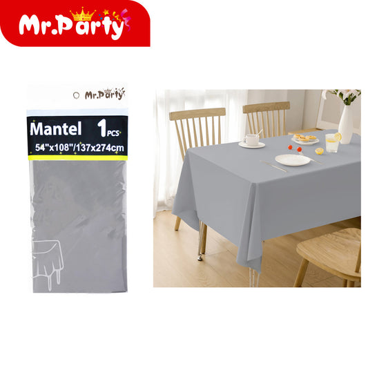 Mantel de pe color plata solido 137x274cm (12paquetes)