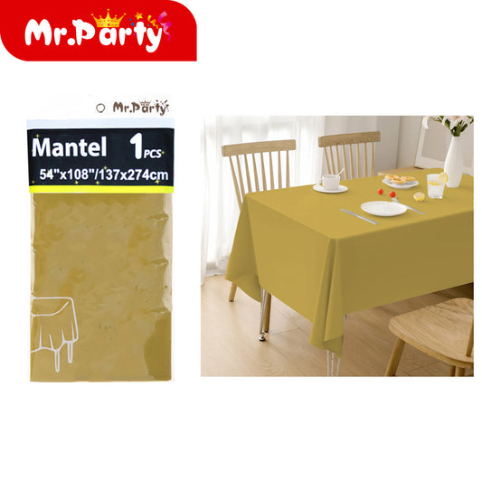 Mantel de pe color solido dorado 137 x 274 cm (12paquetes)