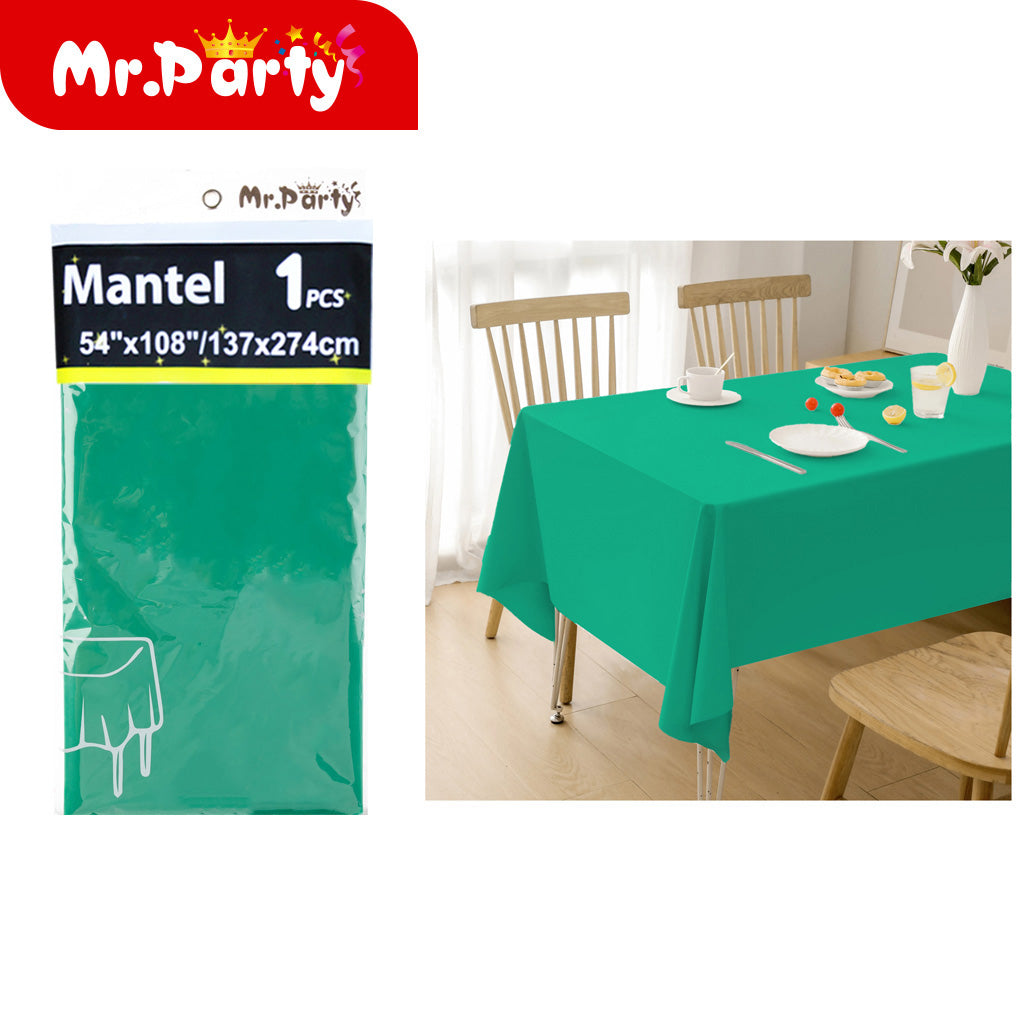 Mantel liso de pe verde oscuro 137 x 274 cm (12paquetes)