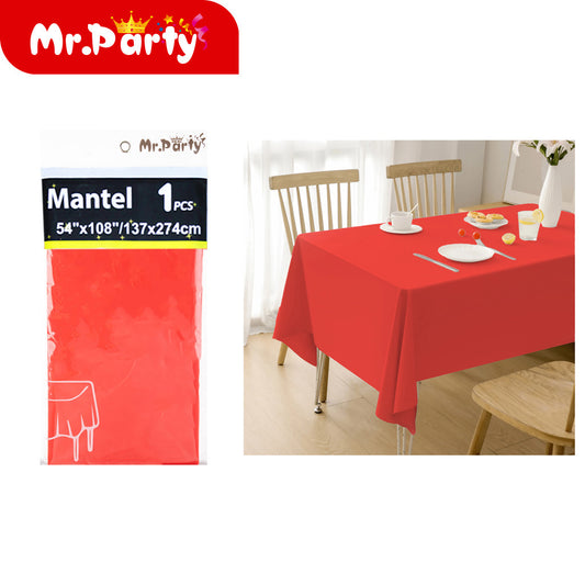 Mantel de pe de color solido rojo brillante 137 x 274 cm (12paquetes)