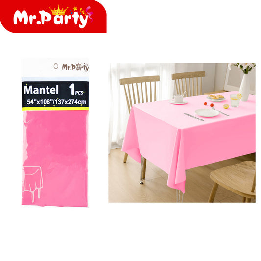 Mantel liso de polietileno rojo rosa 137 x 274 cm (12paquetes)