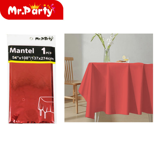 Mantel de papel de aluminio de color solido 137*274 rojo bri (12paquetes)