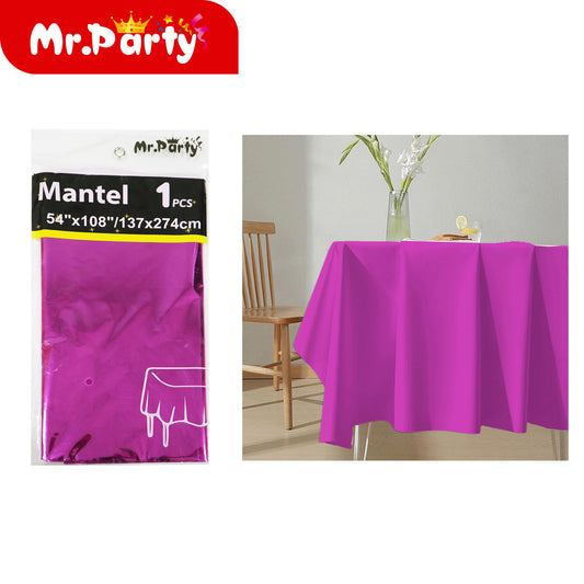 Mantel de papel de aluminio de color solido 137*274 rosa roj (12paquetes)