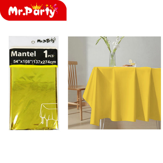 Mantel de papel de aluminio de color solido 137*274 dorado (12paquetes)