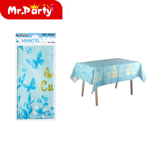 Mantel de aluminio con diseño de mariposas para cumpleaños e (12paquetes)