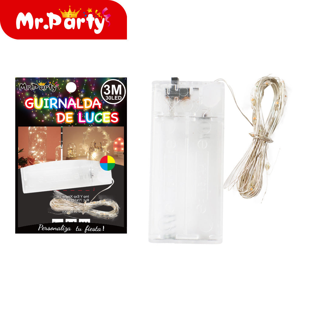 lámpara de alambre de cobre 30l-3m color tarjeta plegable op (12paquetes)