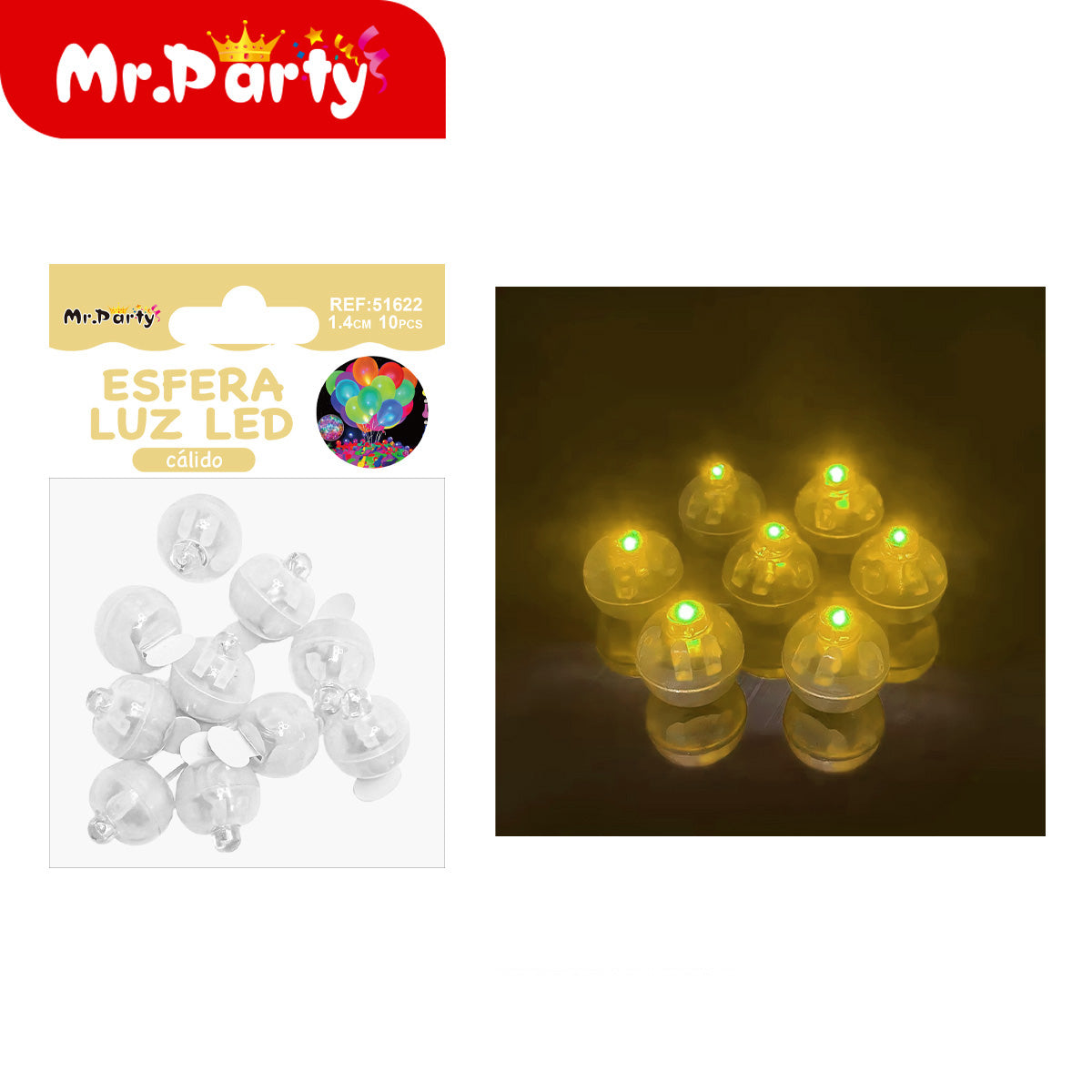 💡 Esfera luz LED decorativa para globos en presentación de 10 piezas para fiestas y eventos