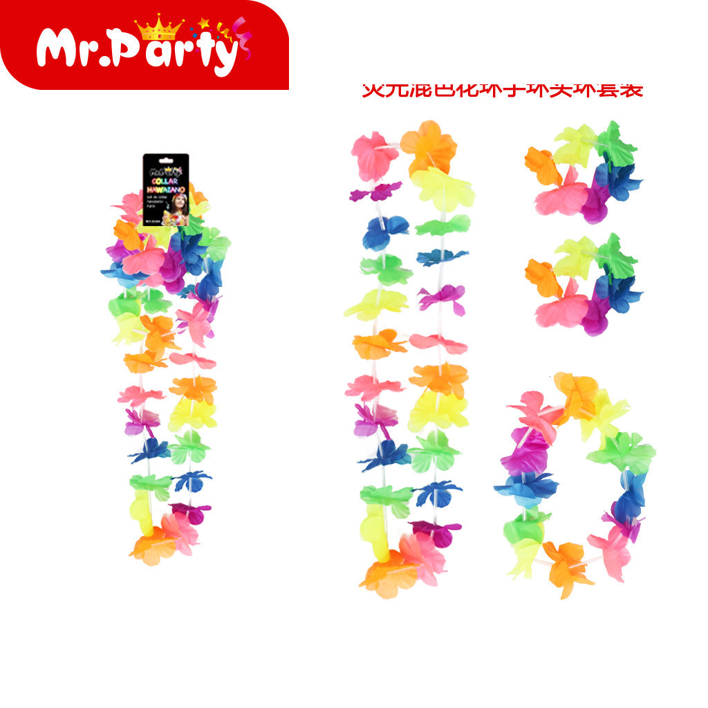 Set Hawaiano de Flores (lei 48 cm) | Mr. Party