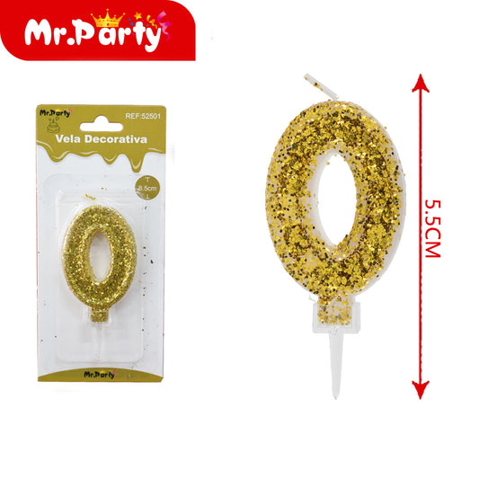 Vela Decorativa de numero con Brillo Mr. Party