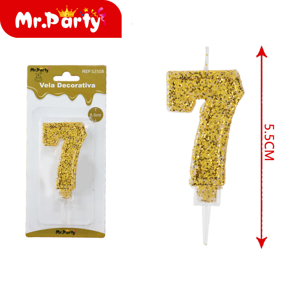 Vela Decorativa de numero con Brillo Mr. Party