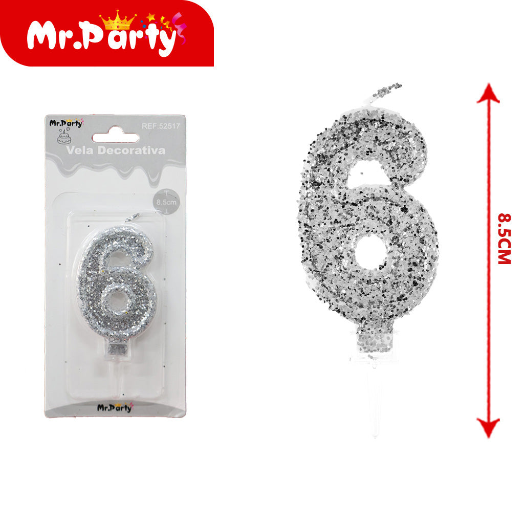 Vela Decorativa de numero con Brillo Mr. Party