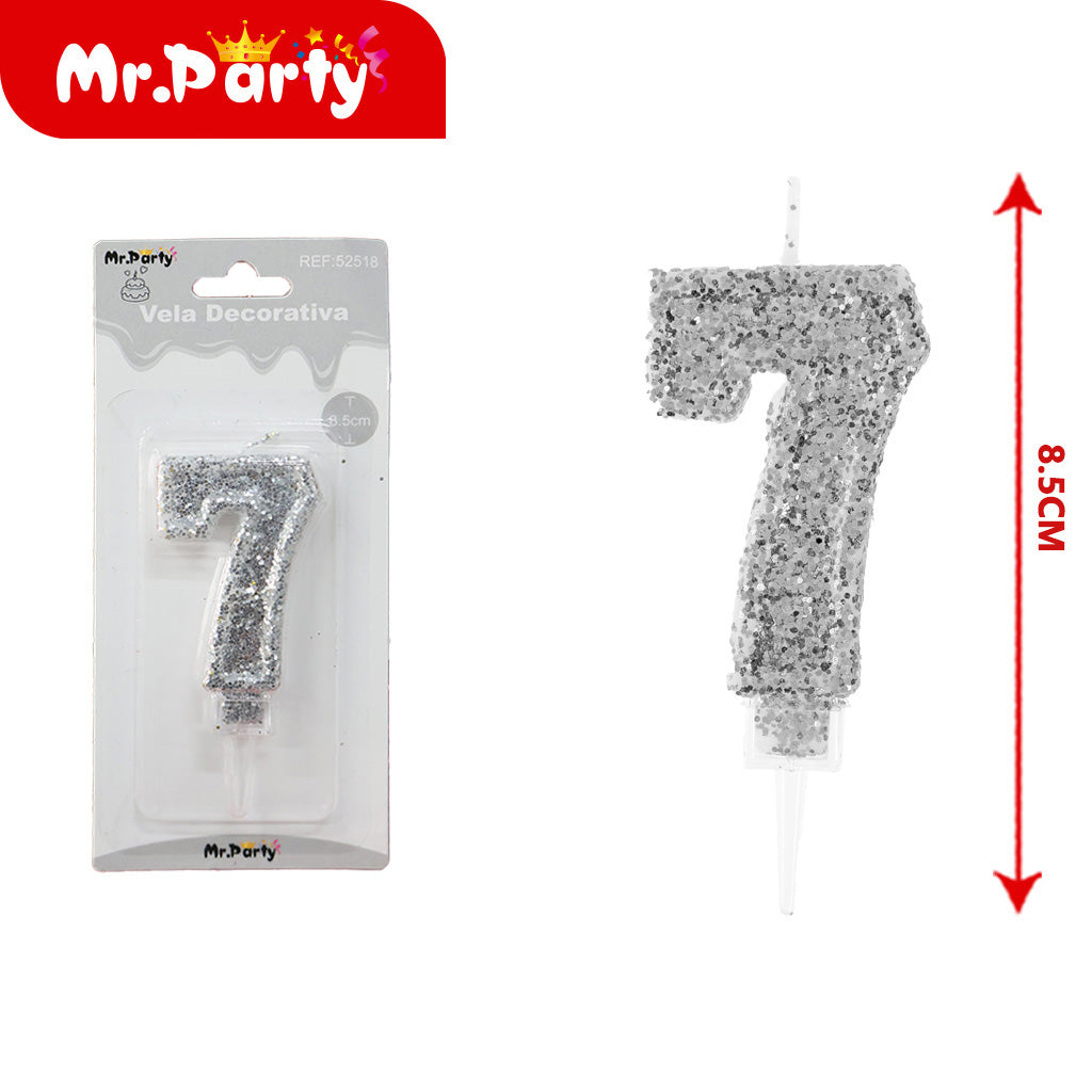 Vela Decorativa de numero con Brillo Mr. Party