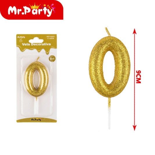 pequeño número 0 dorado en polvo galvanizado de 55 cm (12paquetes)