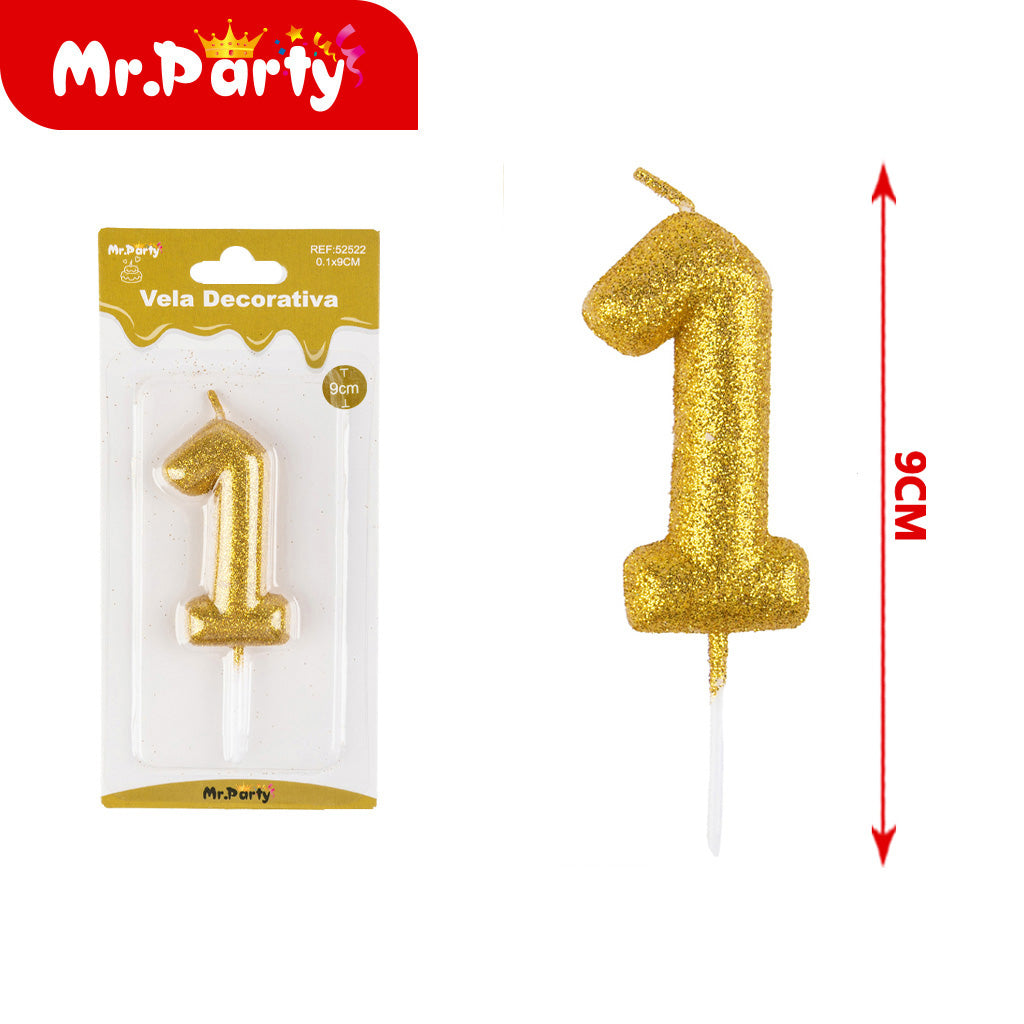 pequeño número 1 dorado en polvo galvanizado de 55 cm (12paquetes)