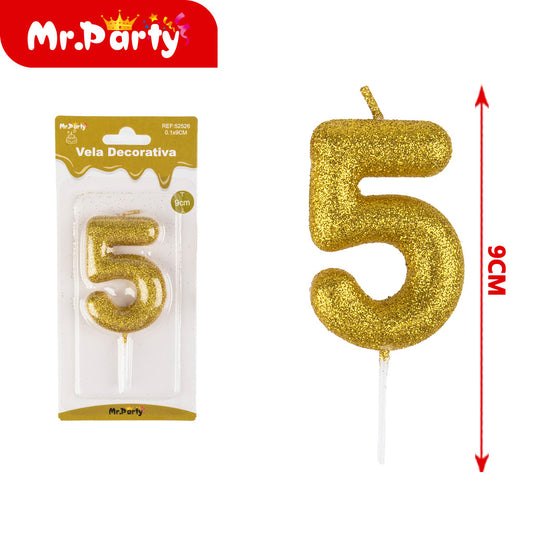 pequeño número 5 dorado en polvo galvanizado de 55 cm (12paquetes)
