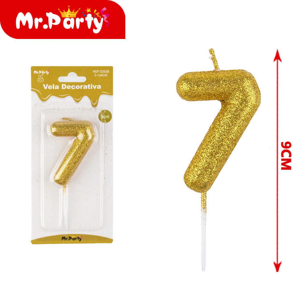 pequeño número 7 dorado en polvo galvanizado de 55 cm (12paquetes)