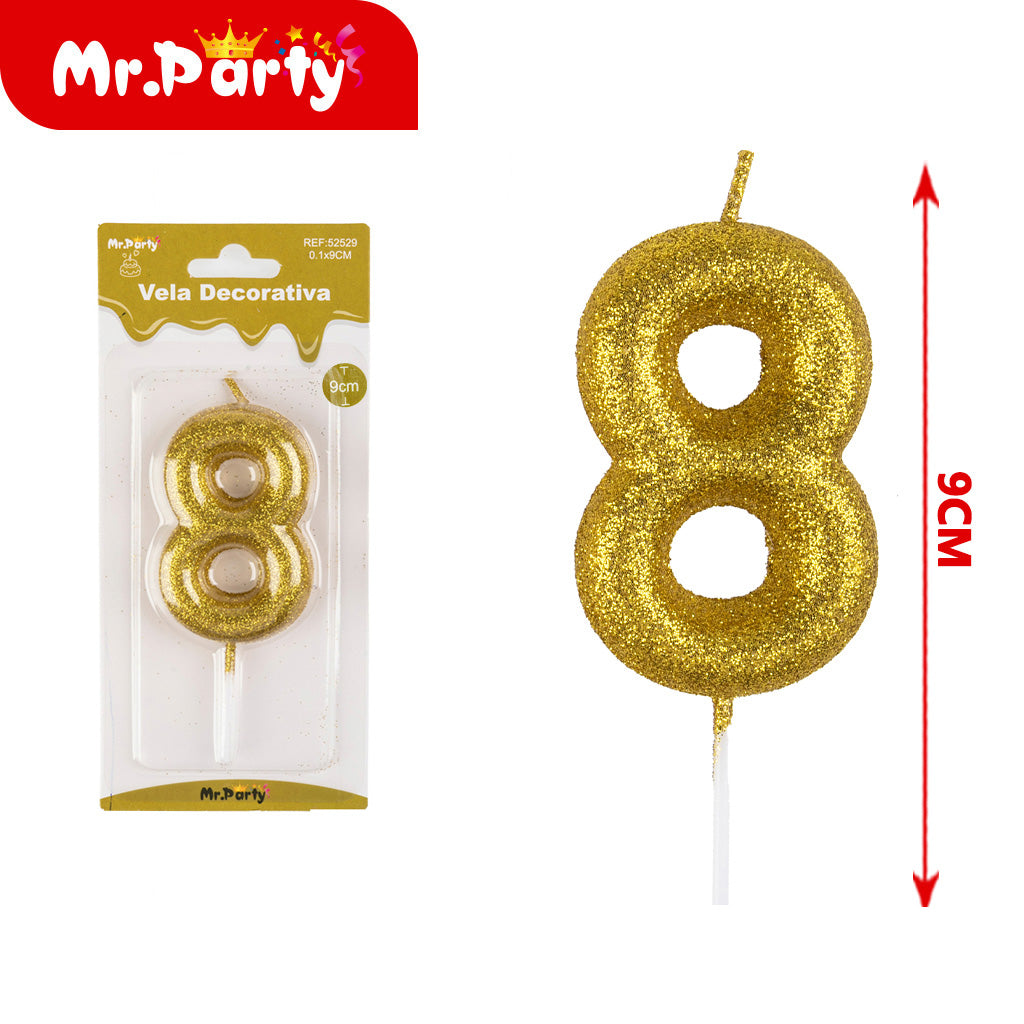 Vela Decorativa de numero con Brillo Mr. Party