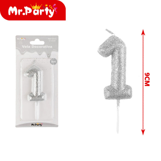 pequeño número 1 de plata en polvo galvanizado de 55 cm (12paquetes)