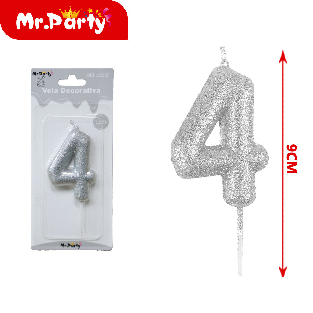 Vela Decorativa de numero con Brillo Mr. Party
