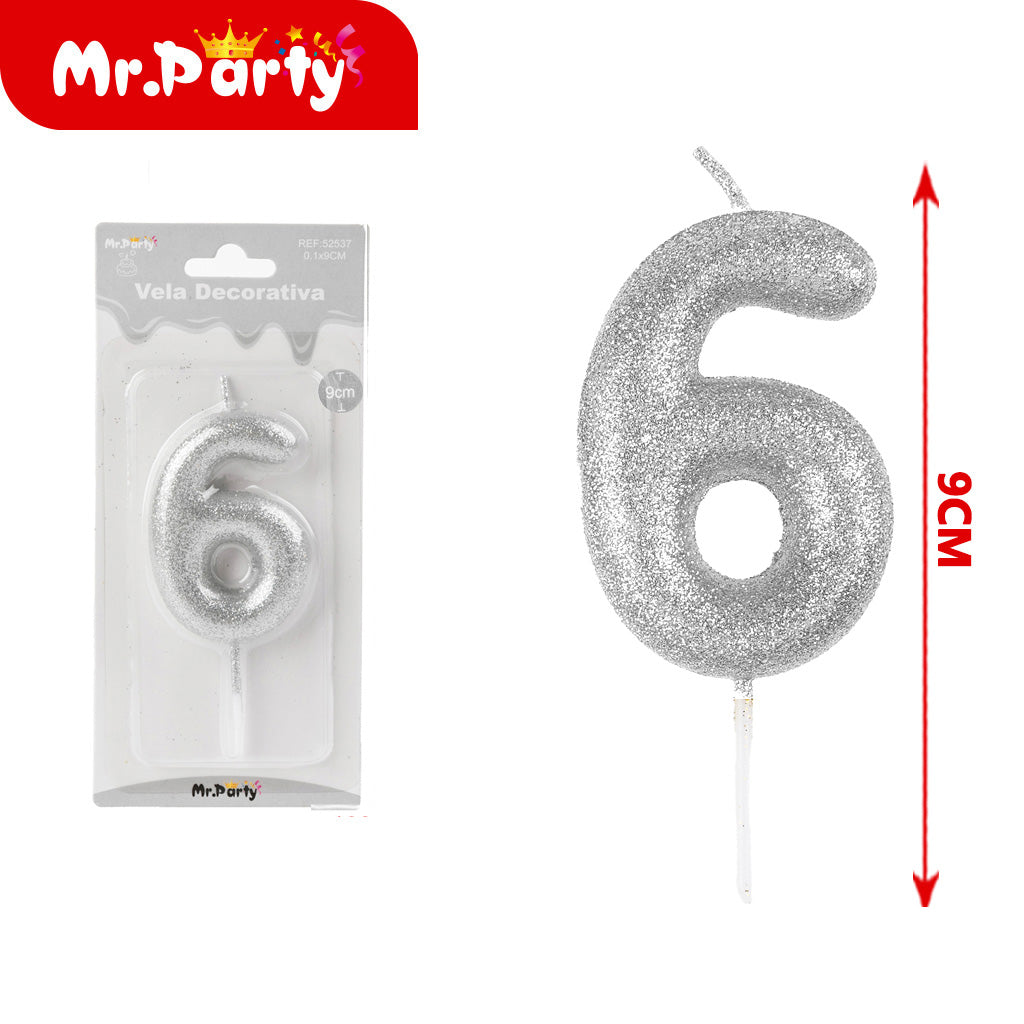 Vela Decorativa de numero con Brillo Mr. Party