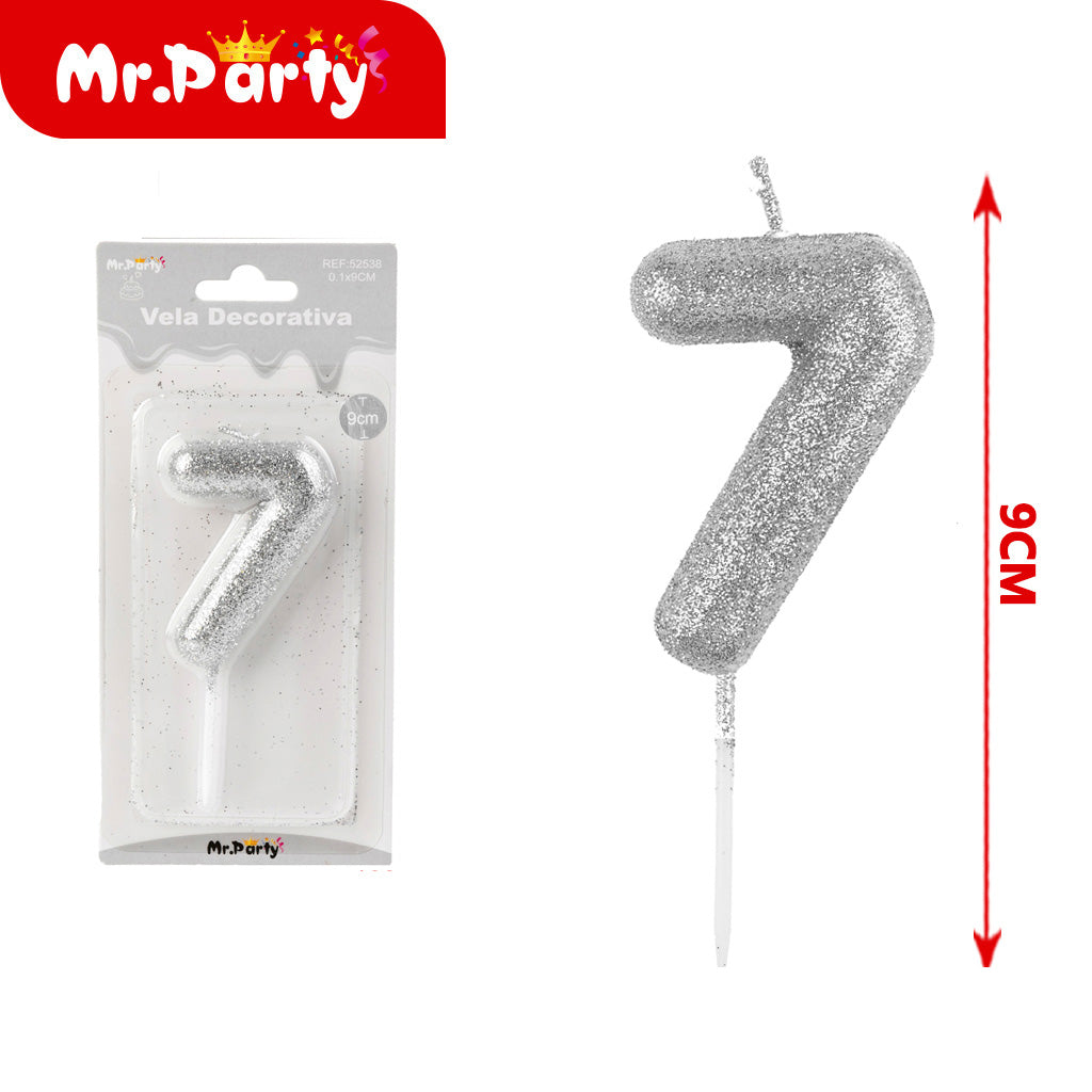 Vela Decorativa de numero con Brillo Mr. Party