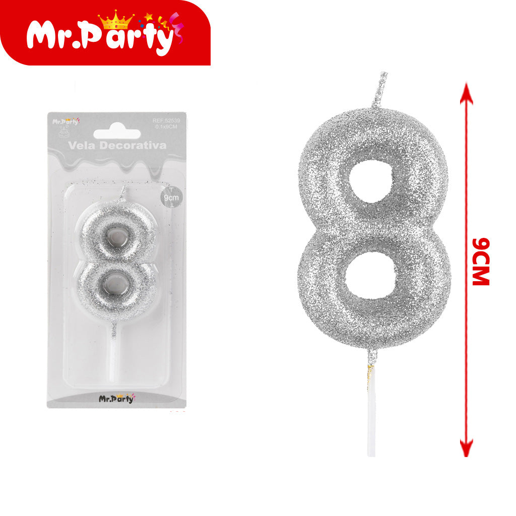 Vela Decorativa de numero con Brillo Mr. Party