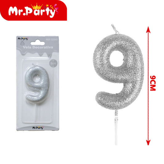 pequeño número 9 de plata en polvo galvanizado de 55 cm (12paquetes)