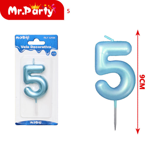 Tarjeta blíster de plástico para velas de 5 dígitos color az (12paquetes)