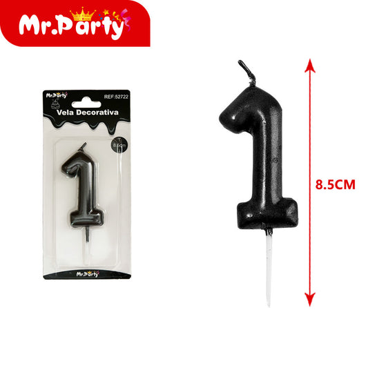 1 vela digital de plástico galvanizada en blíster negro de 3 (12paquetes)