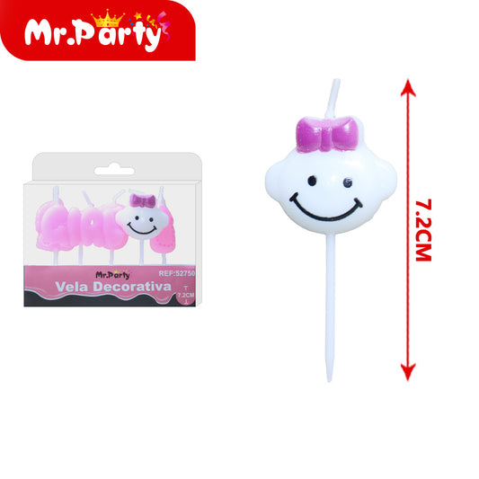 Caja de pvc con 5 velas para niñas en inglÃ©s (12paquetes)
