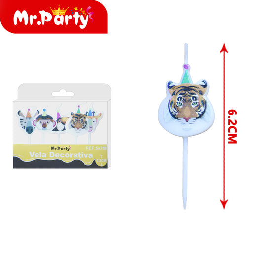 Caja de pvc con 5 velas con forma de cabeza de animal (12paquetes)