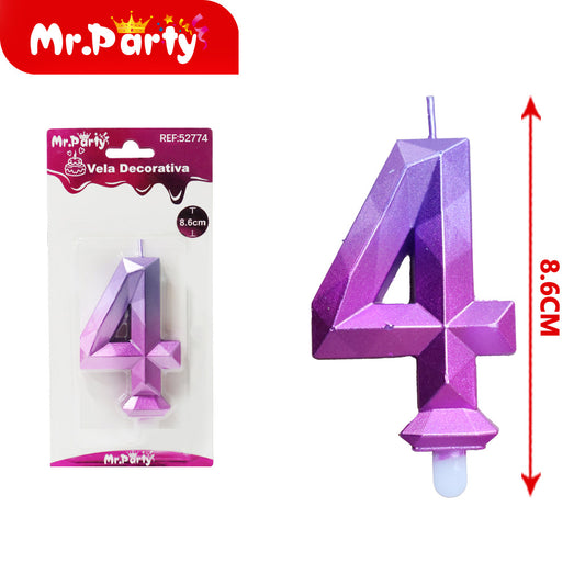 Vela digital 3d con degradado de rosa azul 4 (12paquetes)