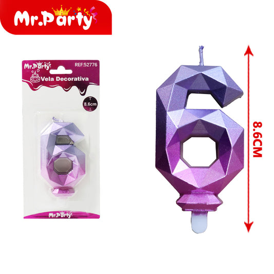 Vela digital 3d con degradado de rosa azul 6 (12paquetes)