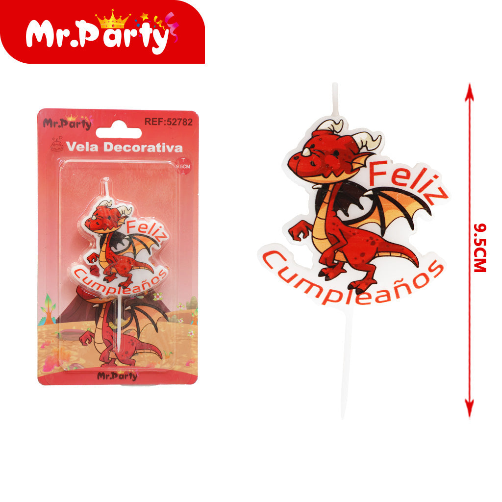 Tarjeta de vela de feliz cumpleaños de dragón de fuego 6*62* (12paquetes)