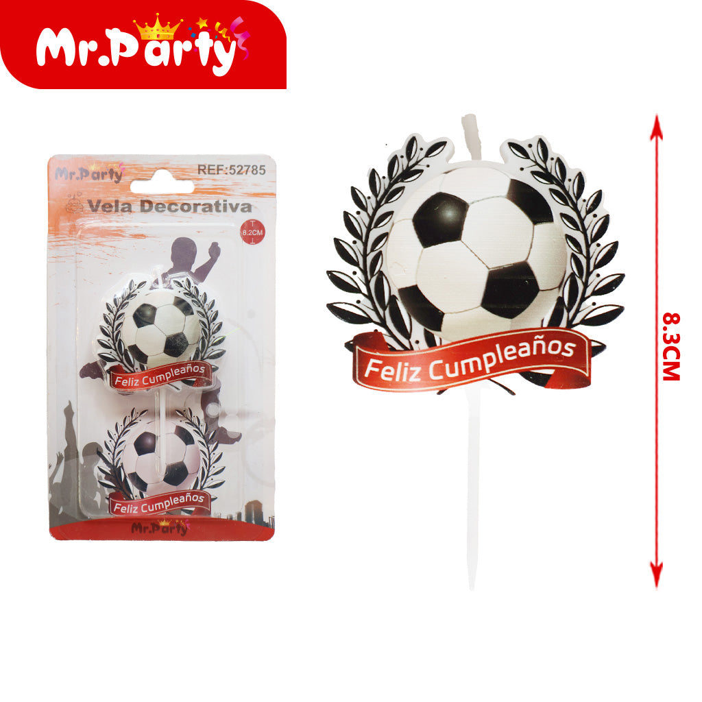 Tarjeta de vela de feliz cumpleaños de fútbol de 56 x 5 x 08 (12paquetes)