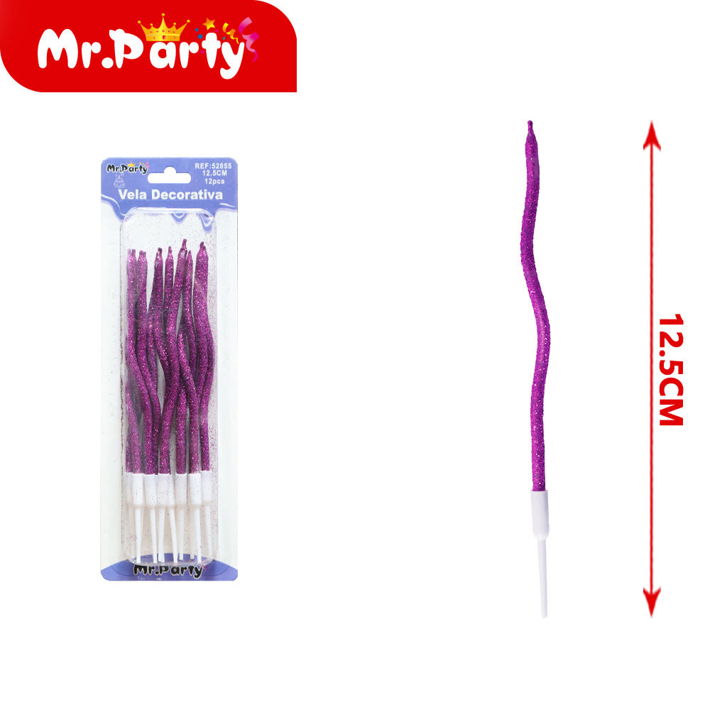 Vela espiral de polvo completo 12 piezas tarjeta morada oscu (12paquetes)