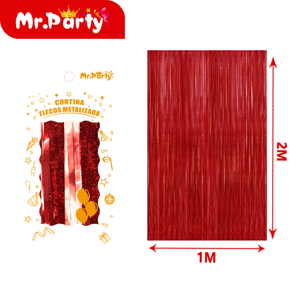 Cortina de Flecos Metalizada con holograma 1×2 m – Mr. Party