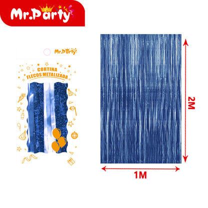Cortina de Flecos Metalizada con holograma 1×2 m – Mr. Party