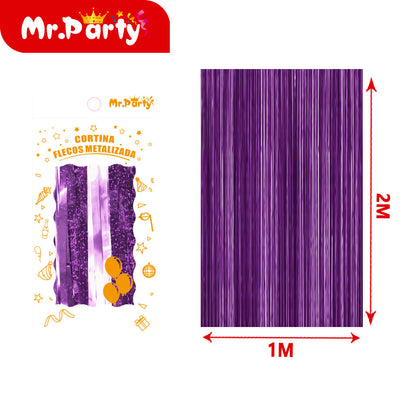 Cortina de Flecos Metalizada con holograma 1×2 m 12pzas ($ Mayoreo) – Mr. Party